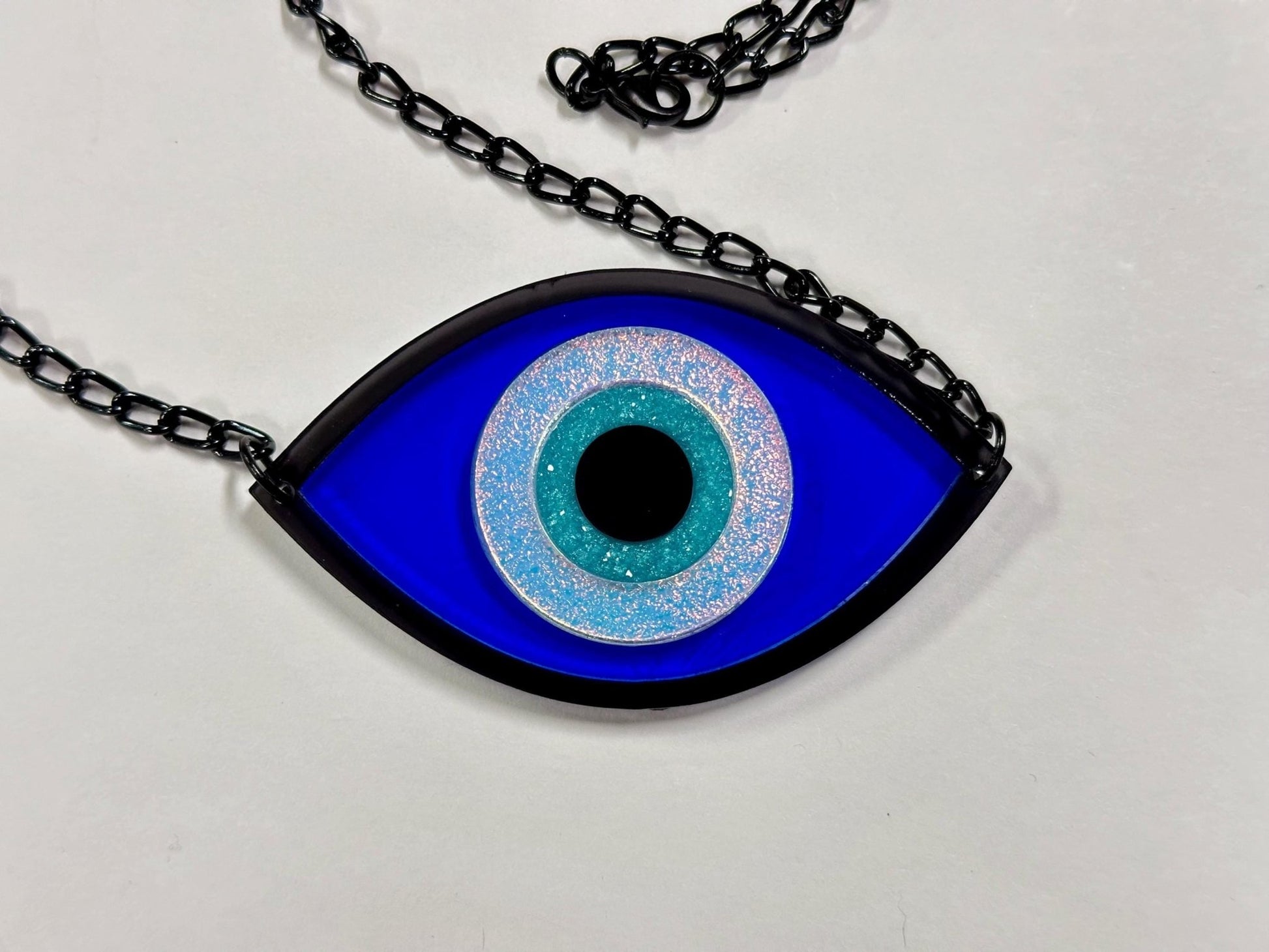 Iridescent Evil Eye Necklace - Painted Raina