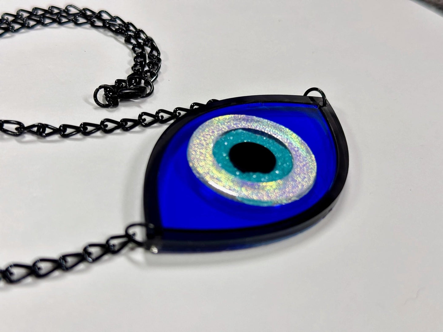 Iridescent Evil Eye Necklace - Painted Raina