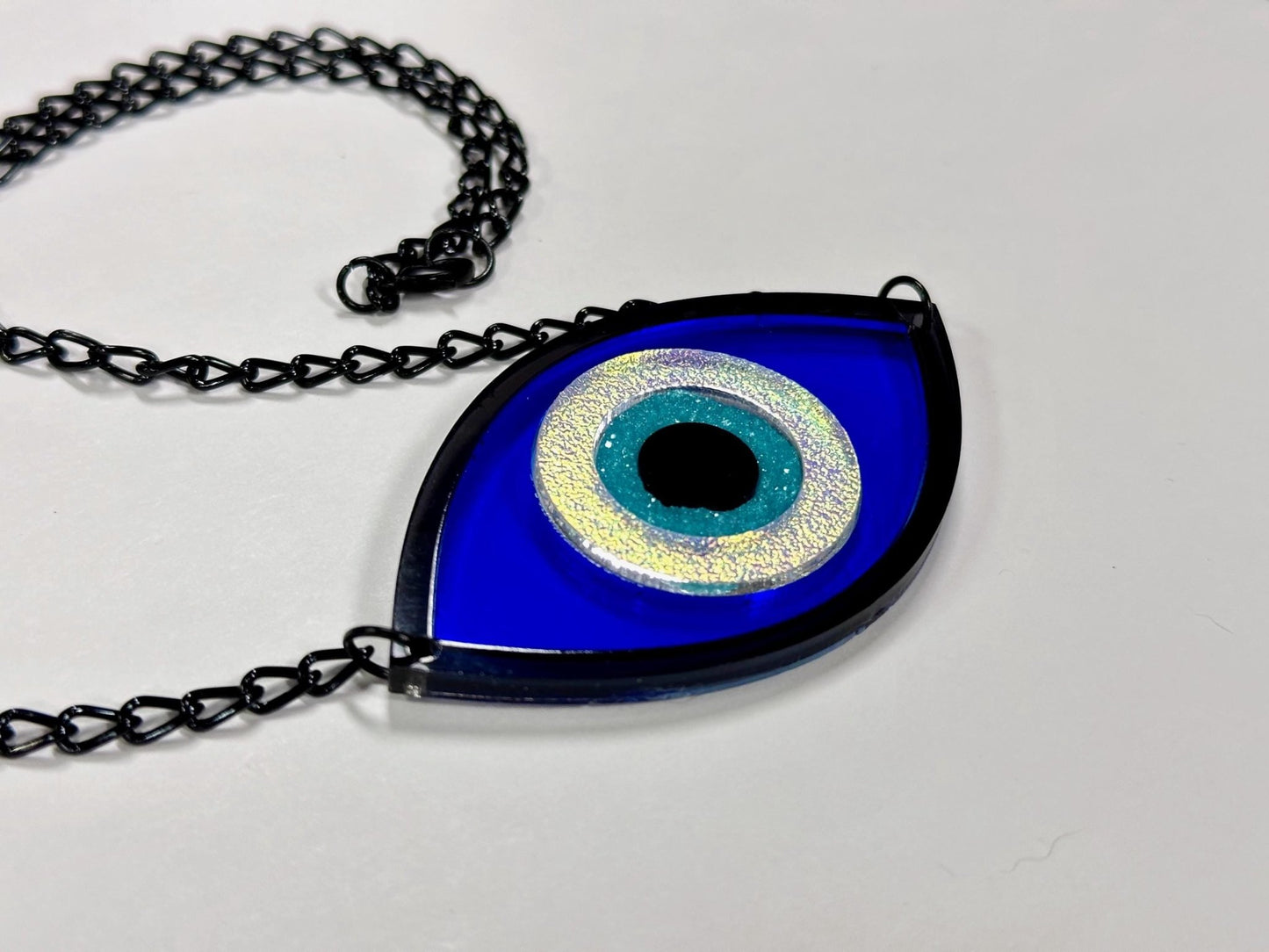 Iridescent Evil Eye Necklace - Painted Raina