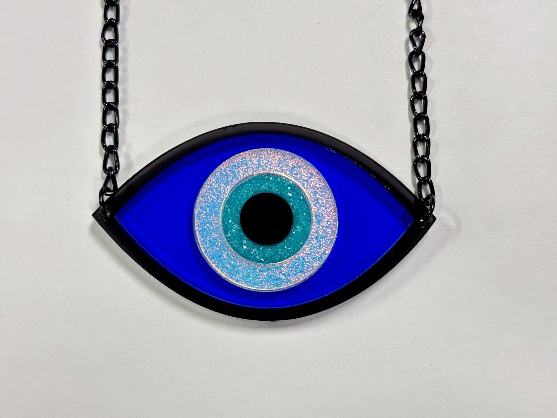 Iridescent Evil Eye Necklace - Painted Raina