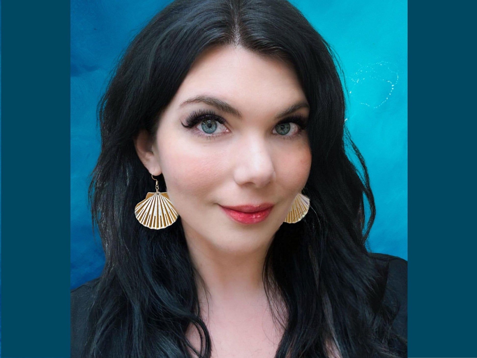 Iridescent Lion's Paw Scallop Shell Earrings - Painted Raina