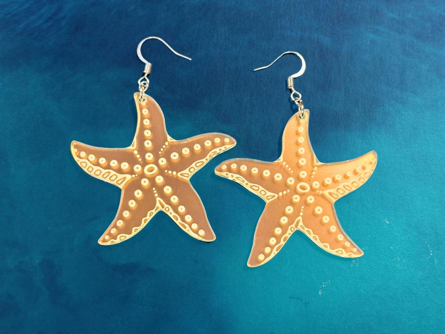 Iridescent Sea Star Earrings - Painted Raina