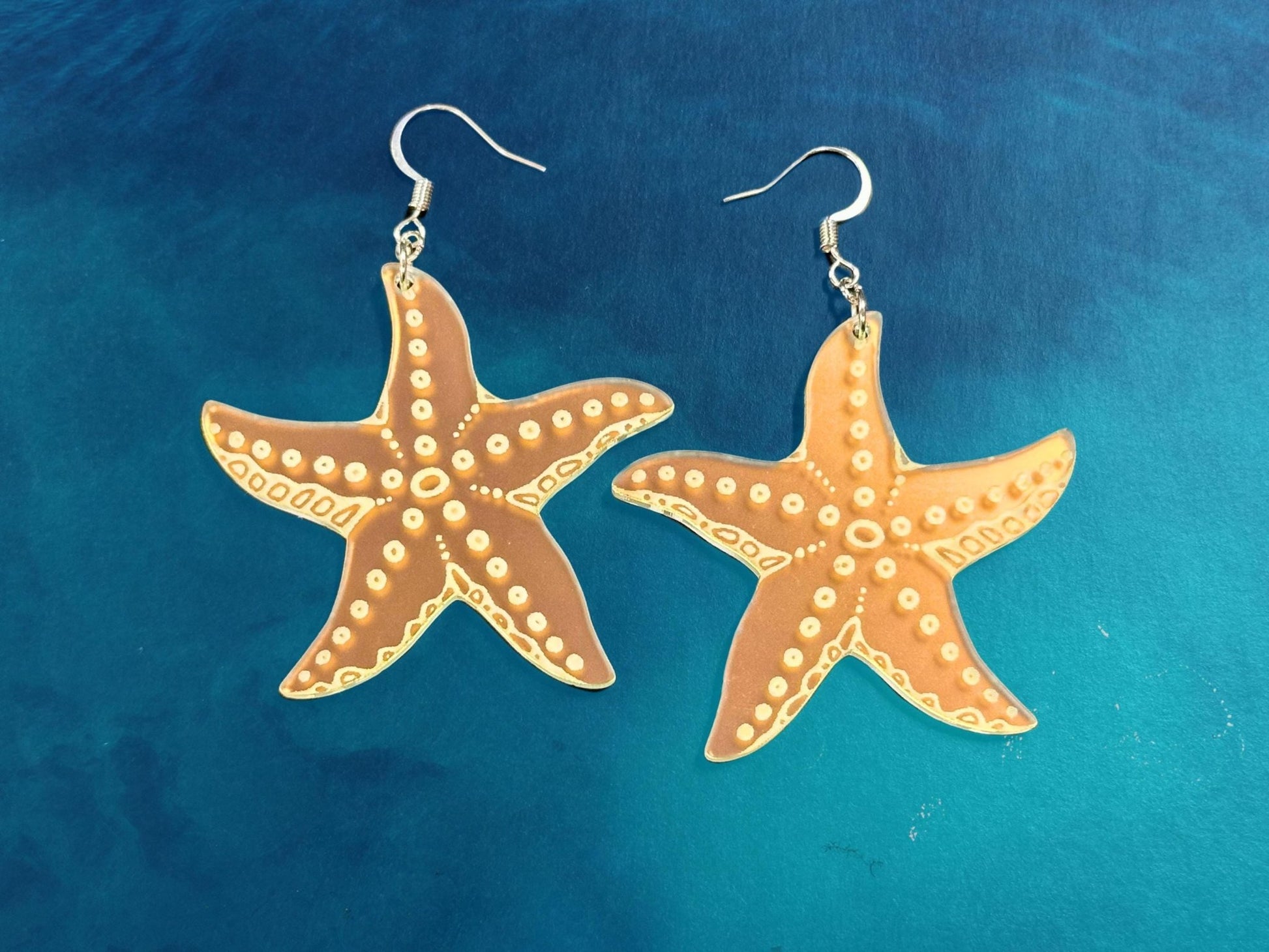Iridescent Sea Star Earrings - Painted Raina