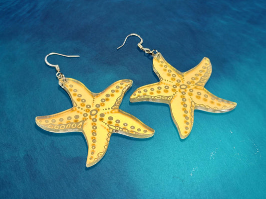 Iridescent Sea Star Earrings - Painted Raina