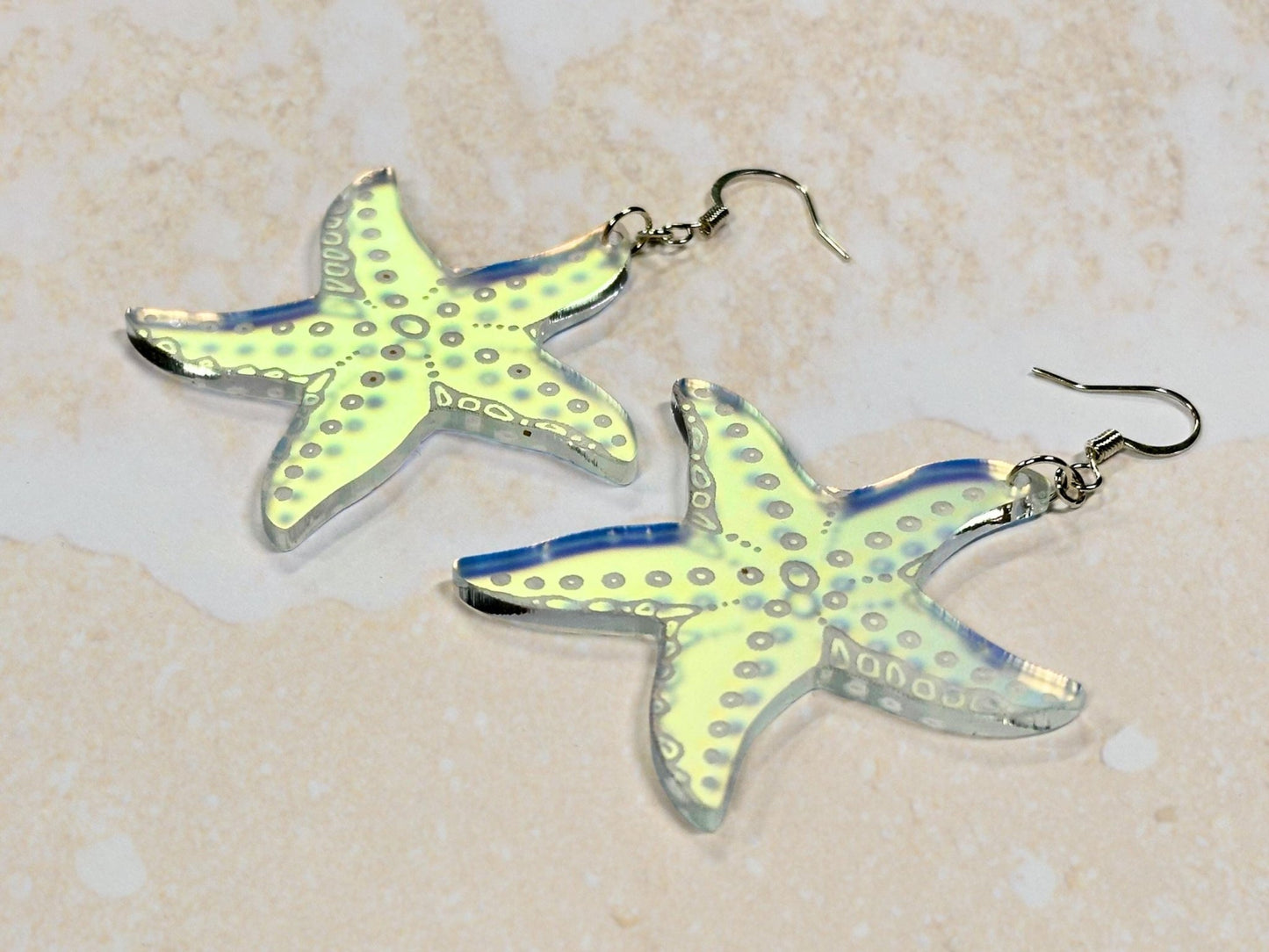 Iridescent Sea Star Earrings - Painted Raina