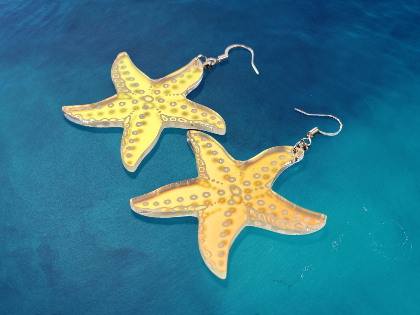 Iridescent Sea Star Earrings - Painted Raina