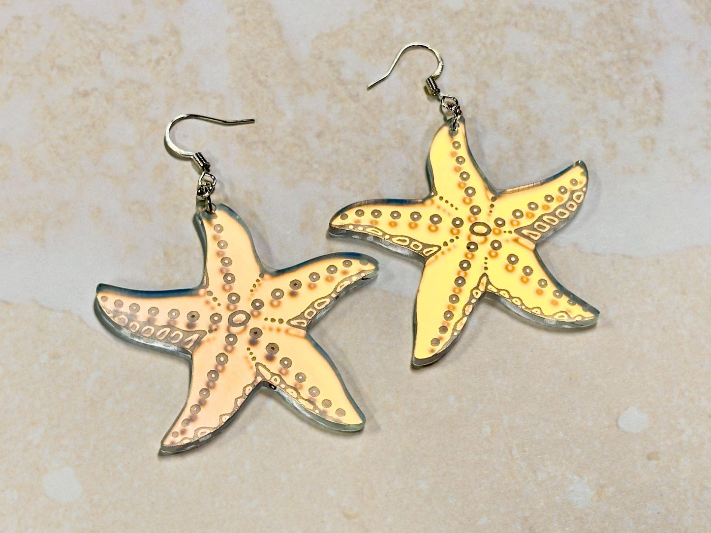Iridescent Sea Star Earrings - Painted Raina
