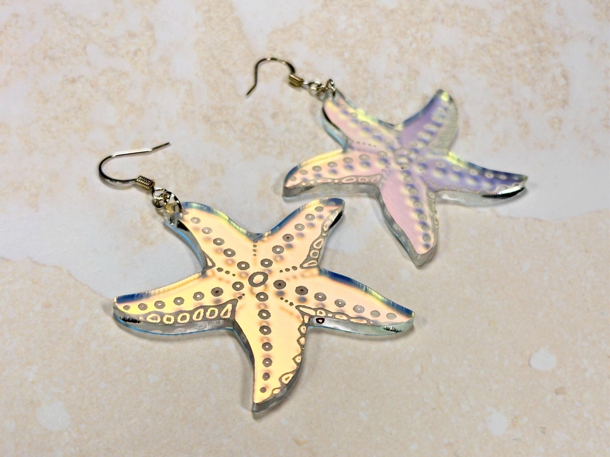 Iridescent Sea Star Earrings - Painted Raina