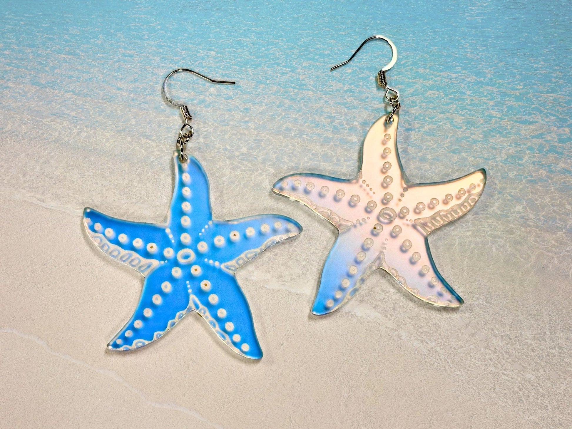 Iridescent Sea Star Earrings - Painted Raina