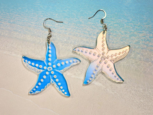 Iridescent Sea Star Earrings - Painted Raina