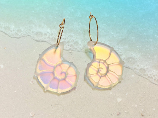 Iridescent Spiral Shell Earrings | Everyday Size - Painted Raina