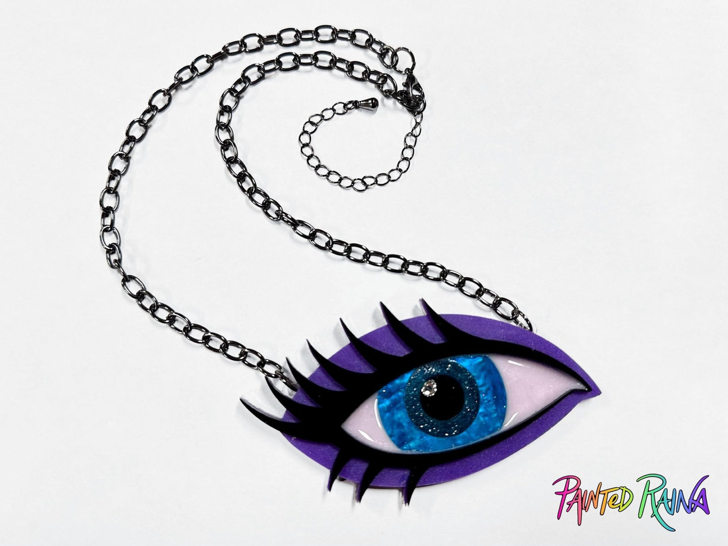 Judy Blue Eye Necklace - Purple and Teal - Painted Raina