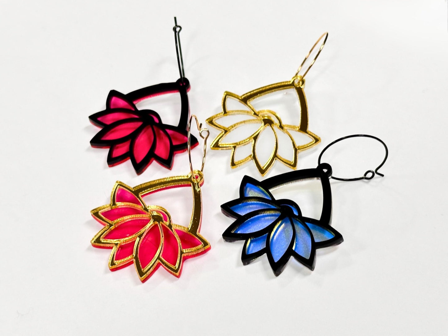 Lotus Flower Earrings - Painted Raina
