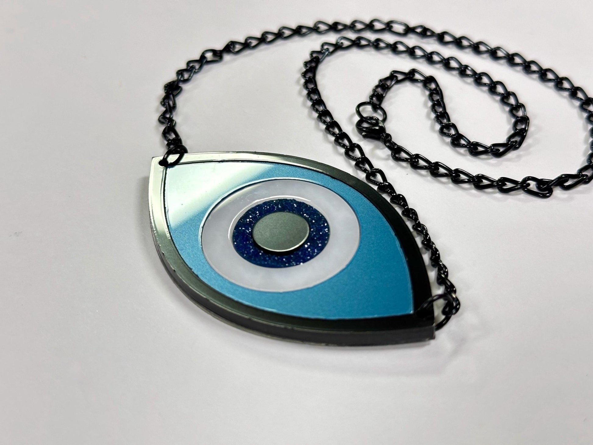 Metallic Evil Eye Necklace - Painted Raina
