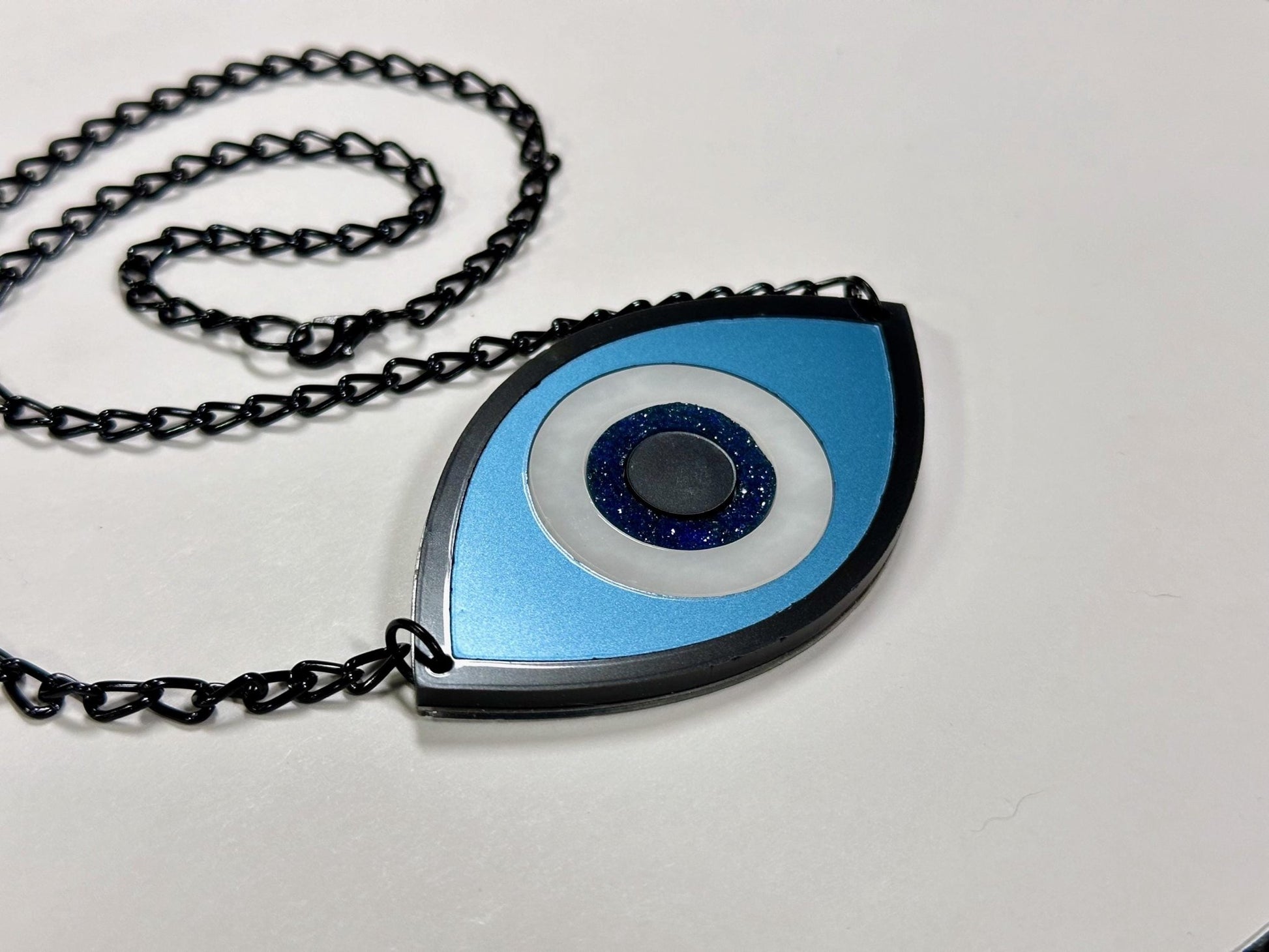 Metallic Evil Eye Necklace - Painted Raina