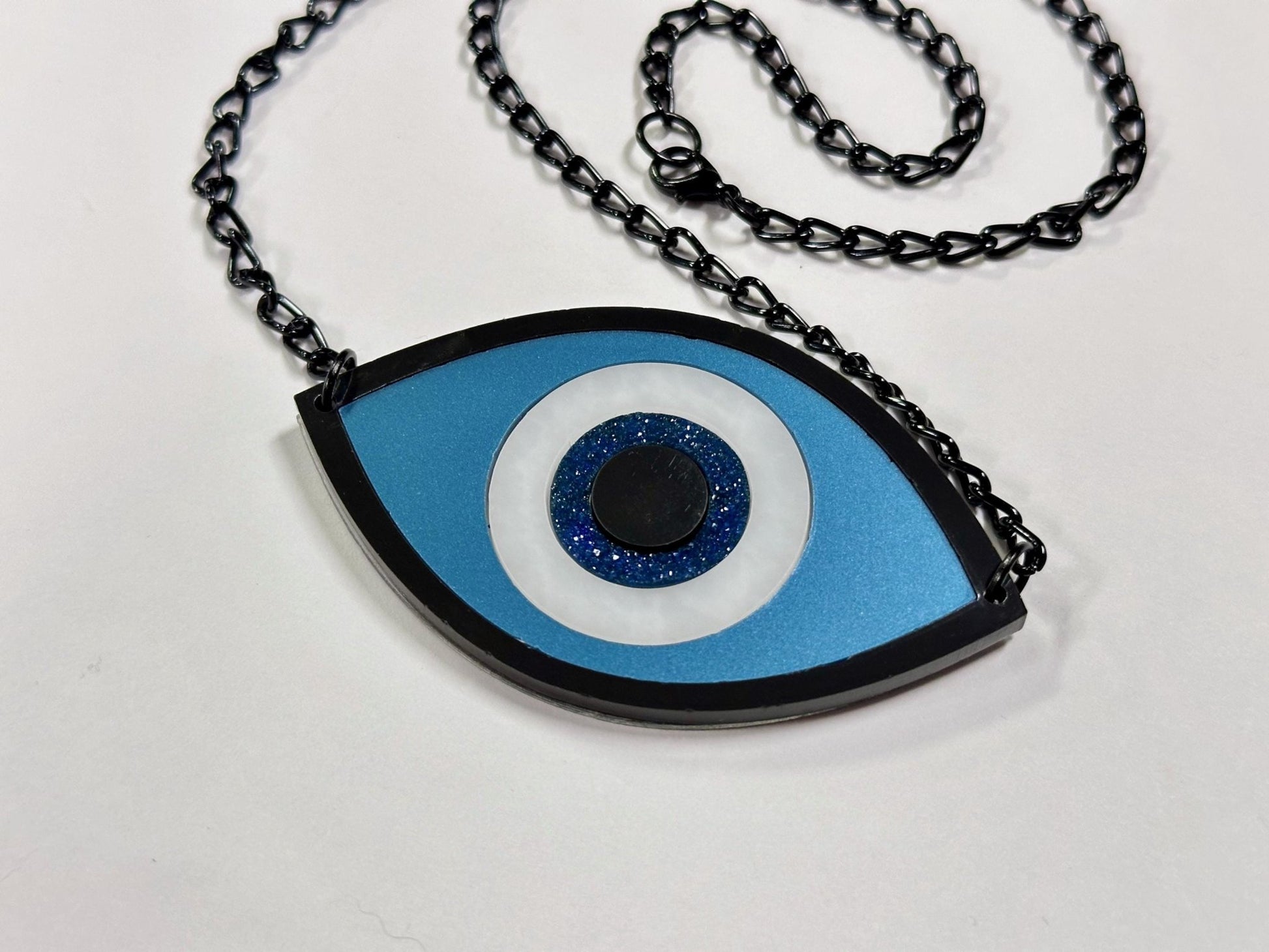 Metallic Evil Eye Necklace - Painted Raina
