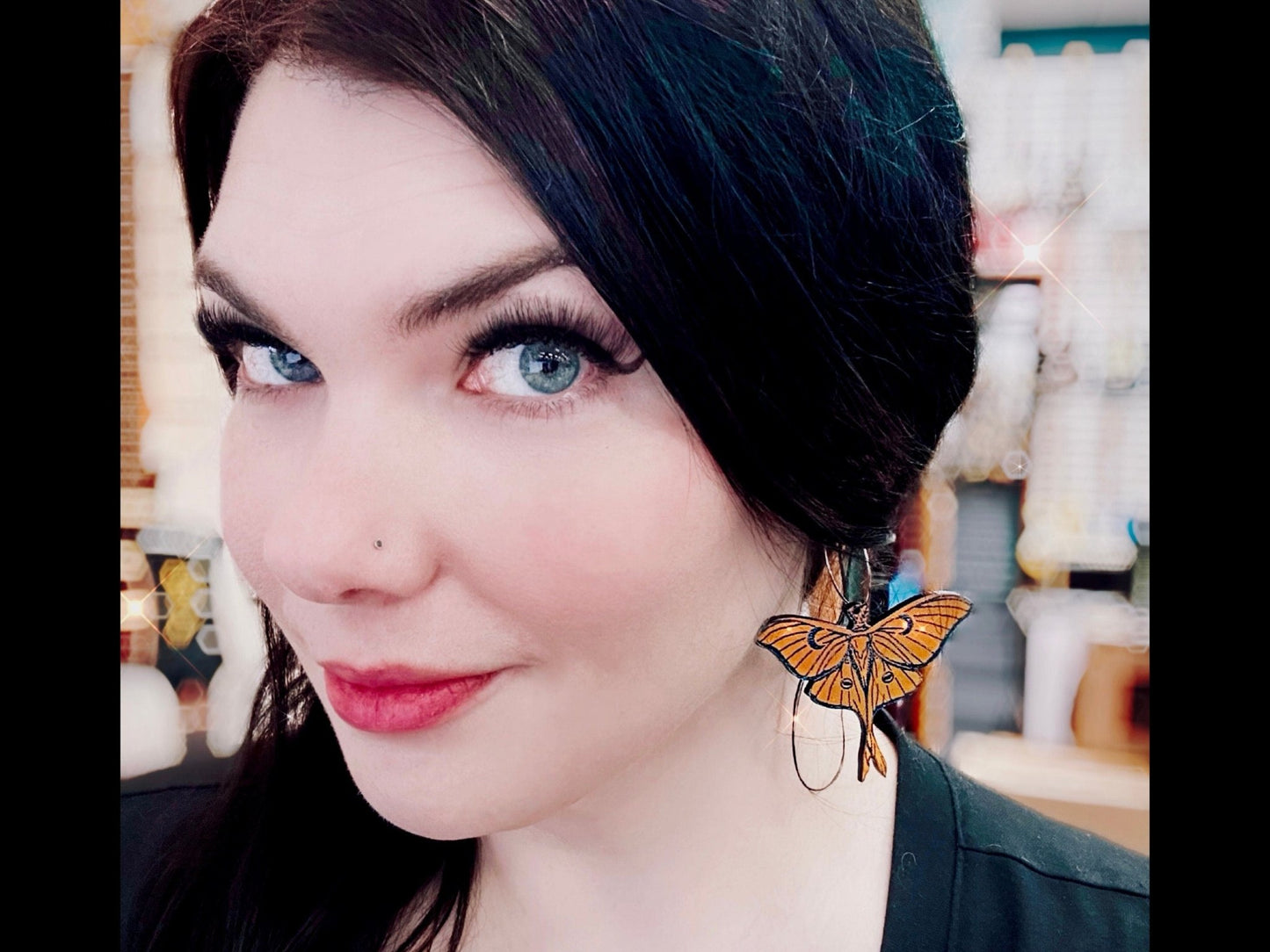Midnight Prism Luna Moth Earrings - Painted Raina