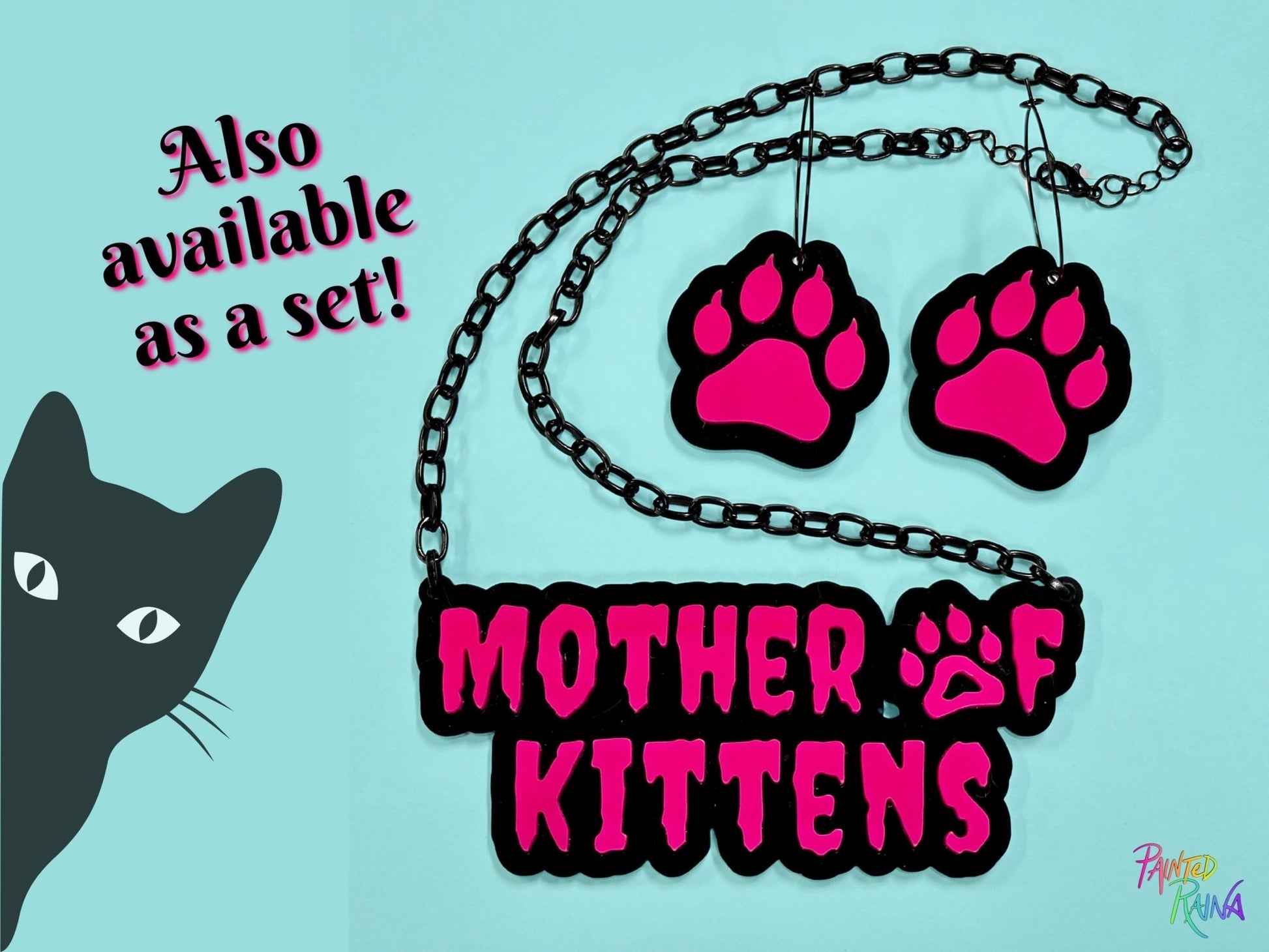 Mother of Kittens Necklace - Painted Raina