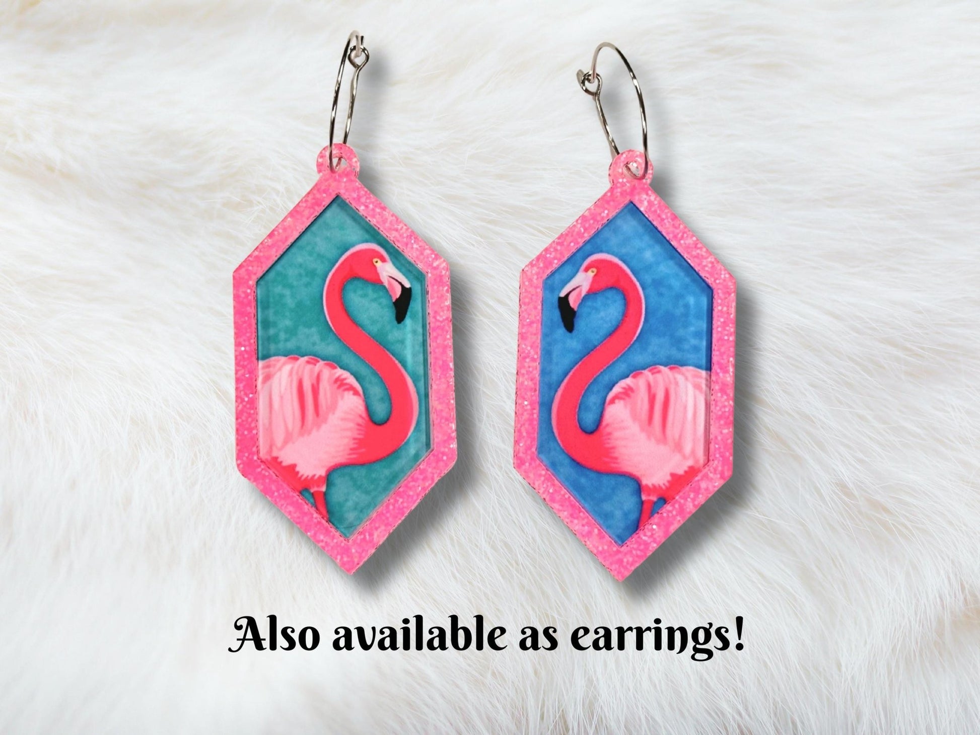 Neon Pink Flamingo Pendant Necklace - Painted Raina