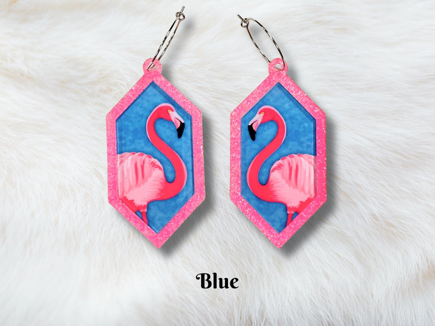 Neon Pink Flamingo Statement Earrings - Painted Raina