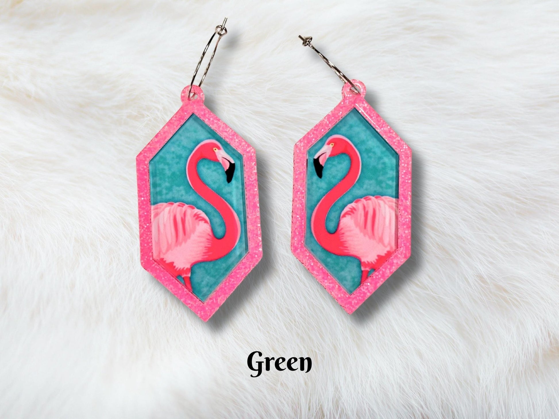 Neon Pink Flamingo Statement Earrings - Painted Raina