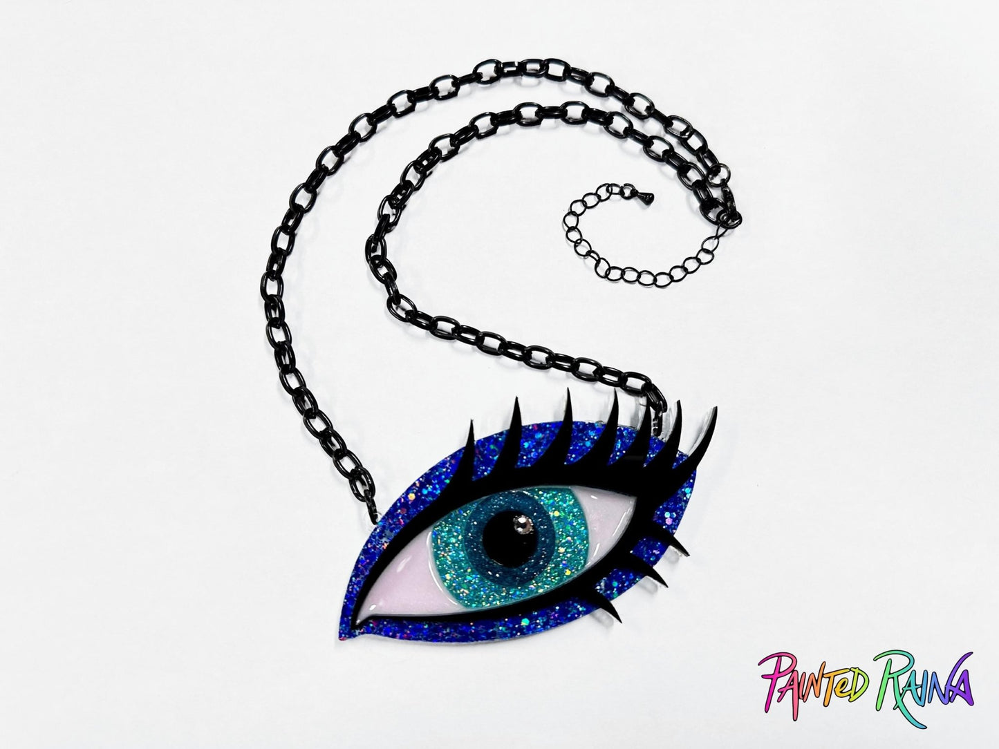 Ocean Girl Eye Necklace - Blue, Turquoise & Teal - Painted Raina