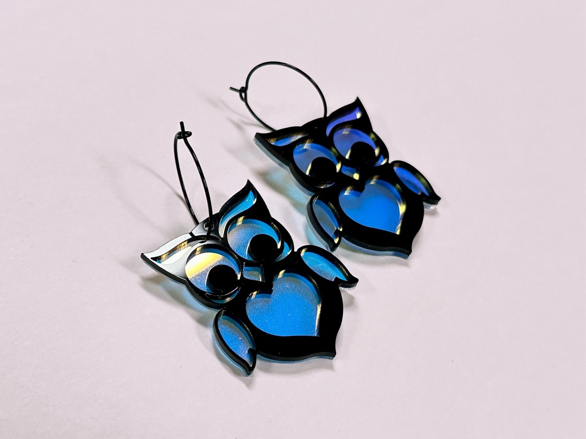 Owl Heart Earrings - Painted Raina