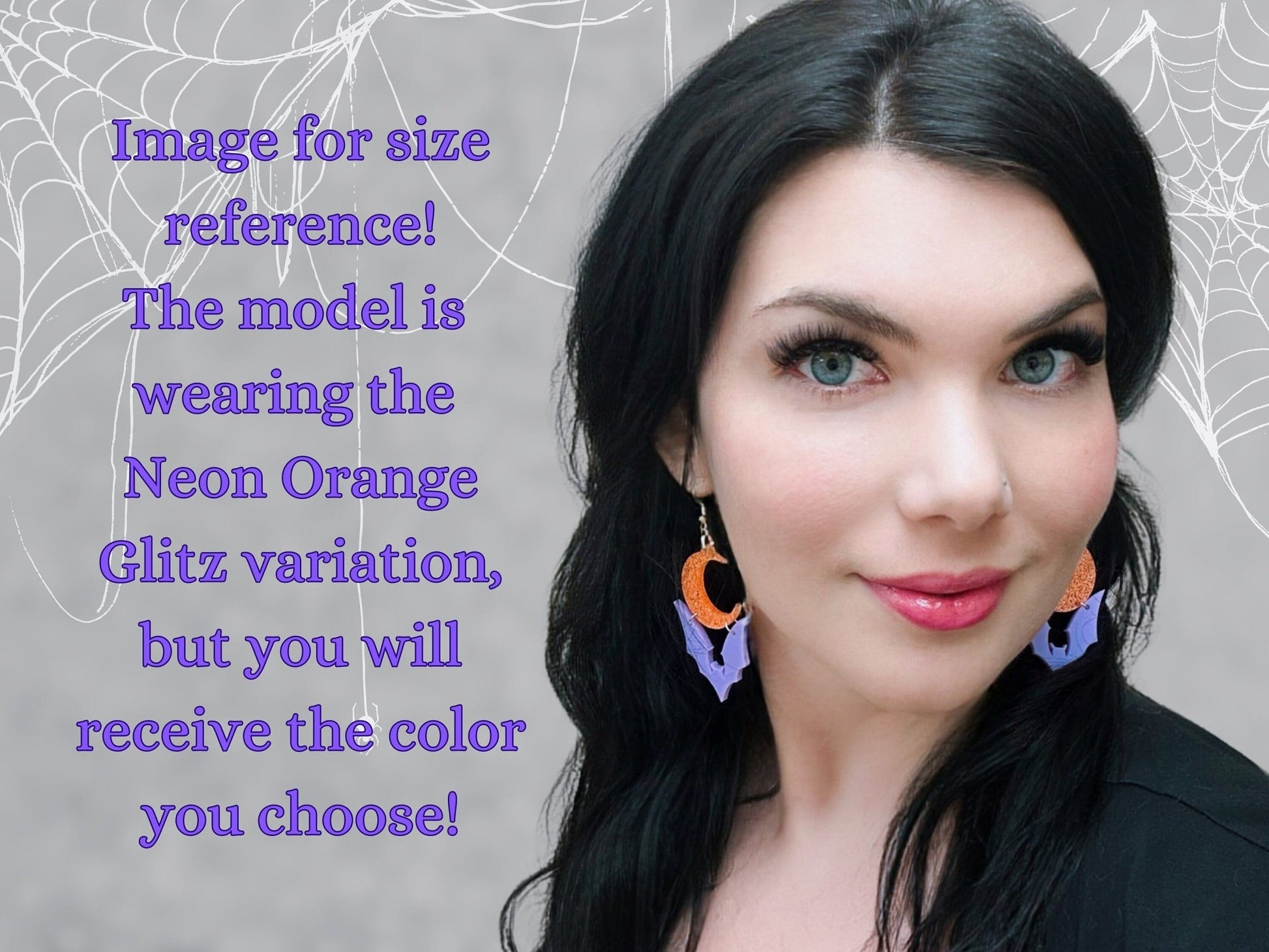 Pastel Goth Bat Earrings | Purple Halloween Crescent Moon Novelty Dangles - Painted Raina