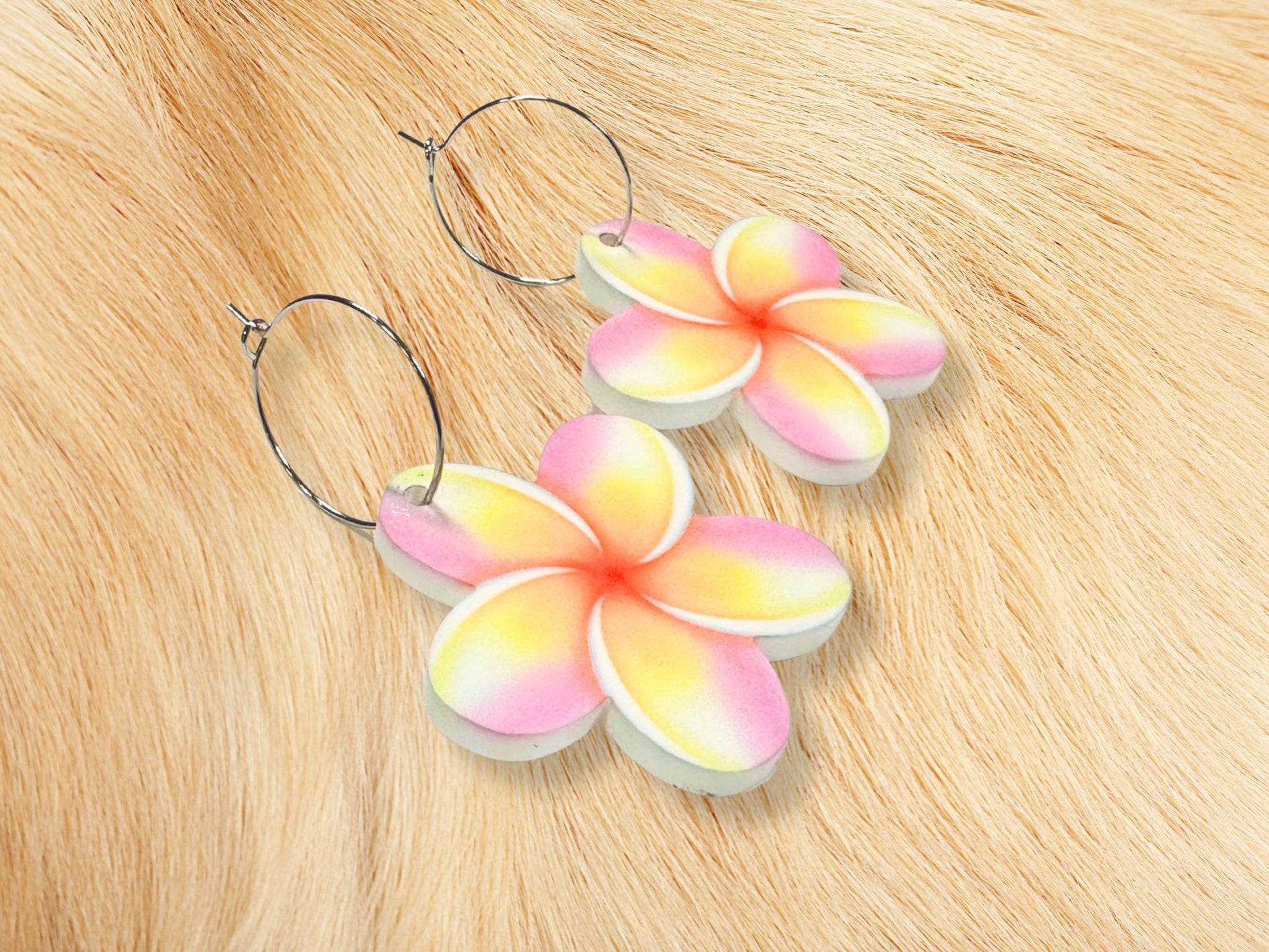 Plumeria Flower Earrings - Painted Raina
