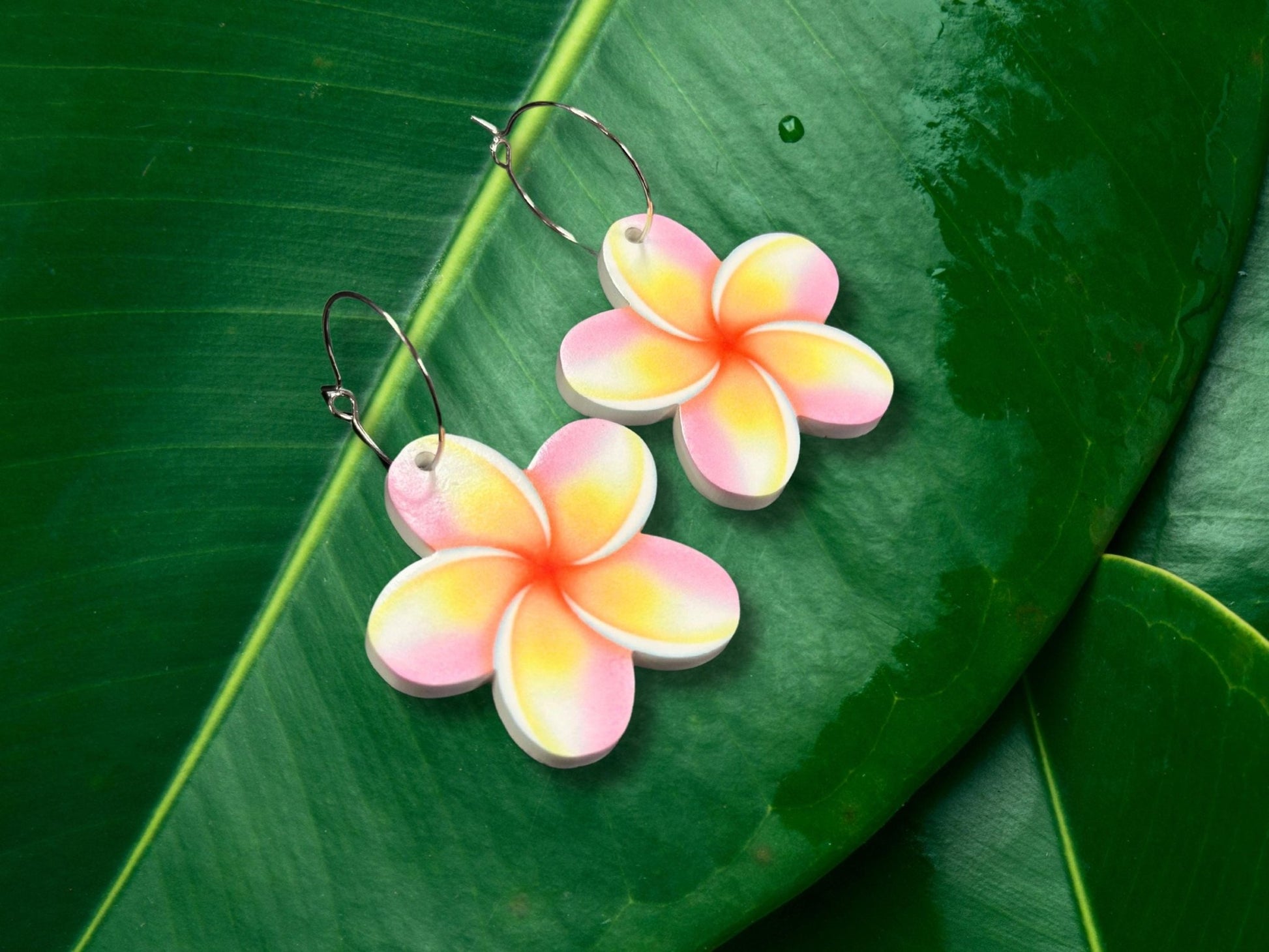 Plumeria Flower Earrings - Painted Raina