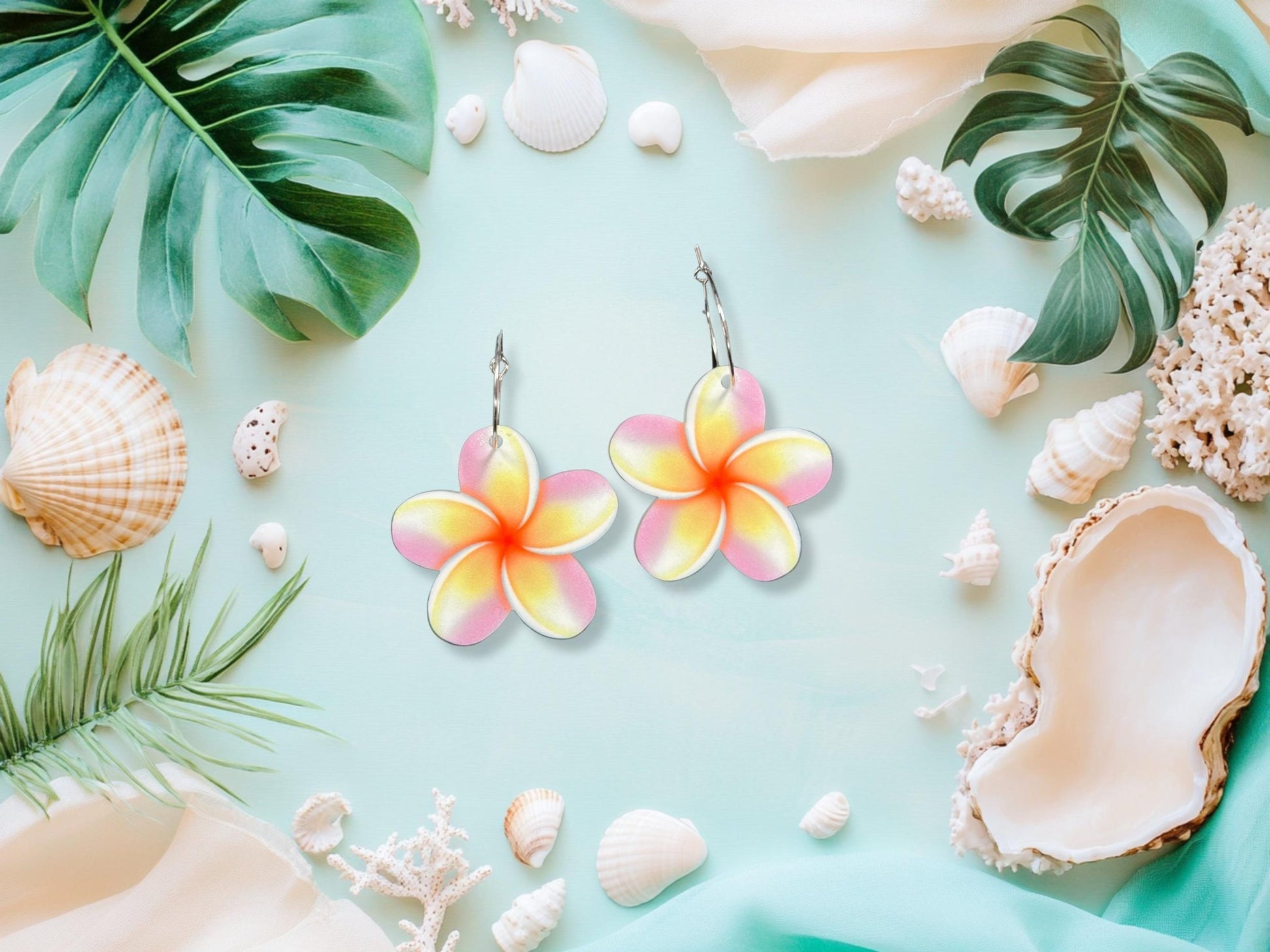 Plumeria Flower Earrings - Painted Raina