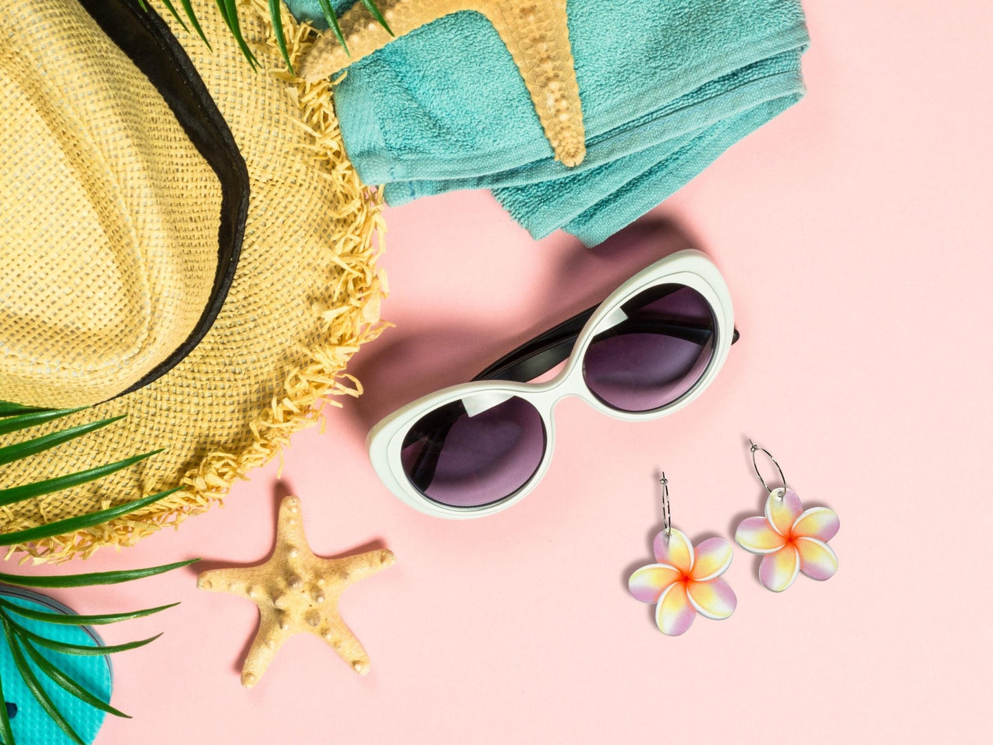Plumeria Flower Earrings - Painted Raina
