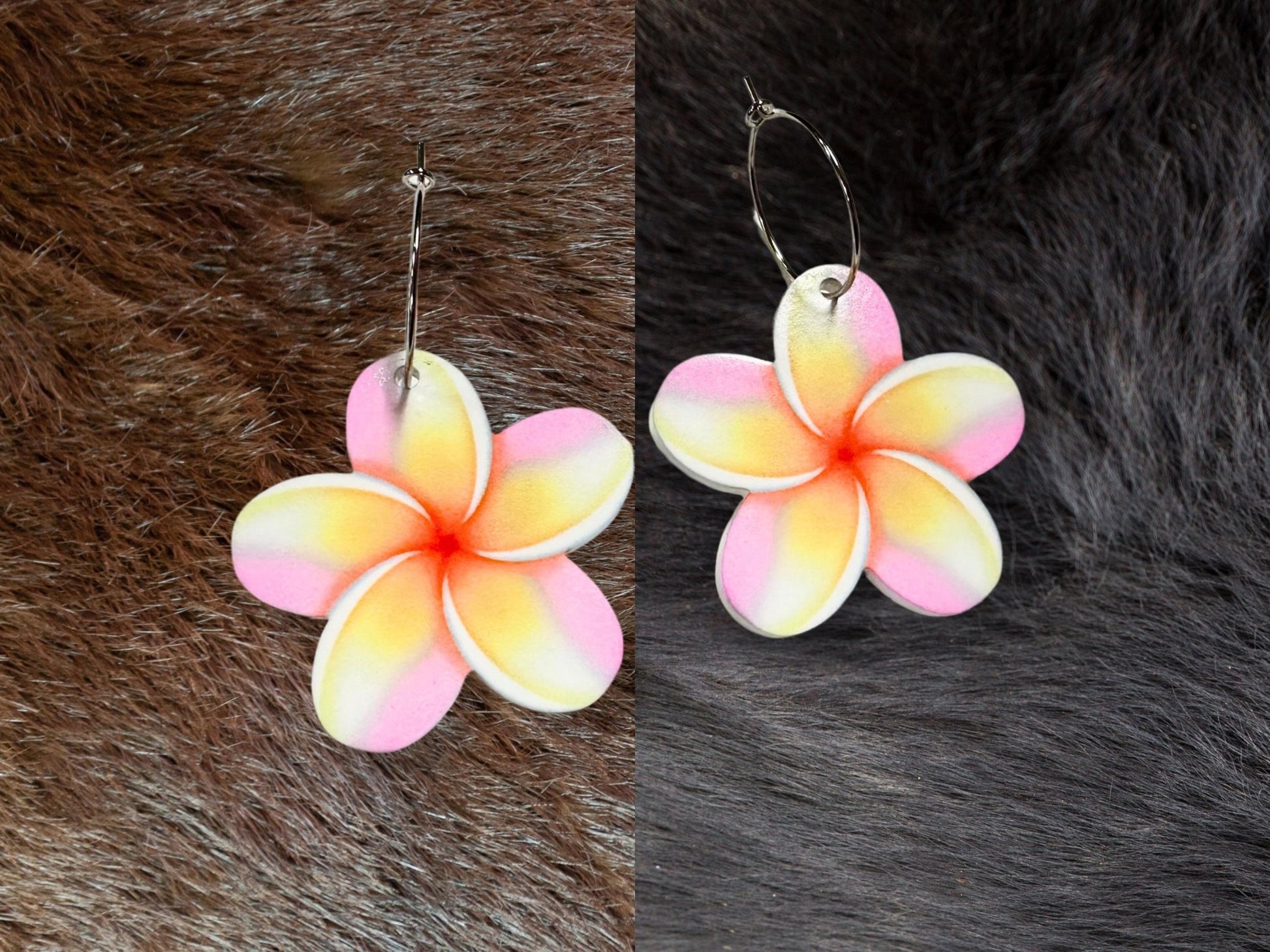 Plumeria Flower Earrings - Painted Raina