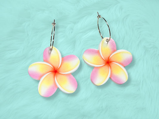 Plumeria Flower Earrings - Painted Raina