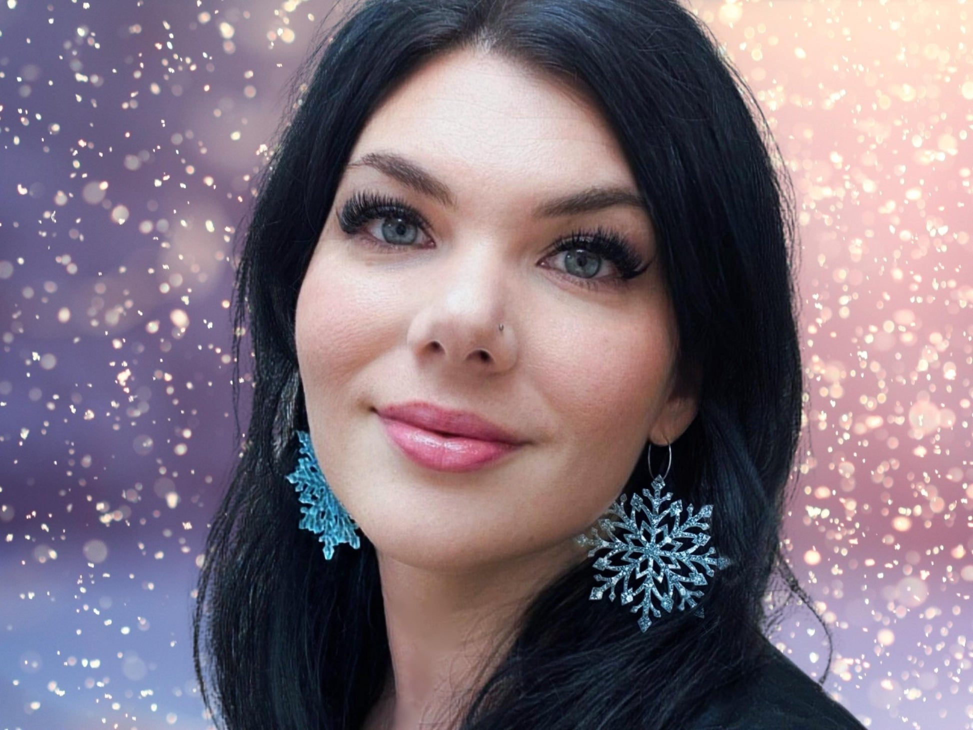 Snowflake Statement Earrings | Frost Blue Sparkle - Painted Raina