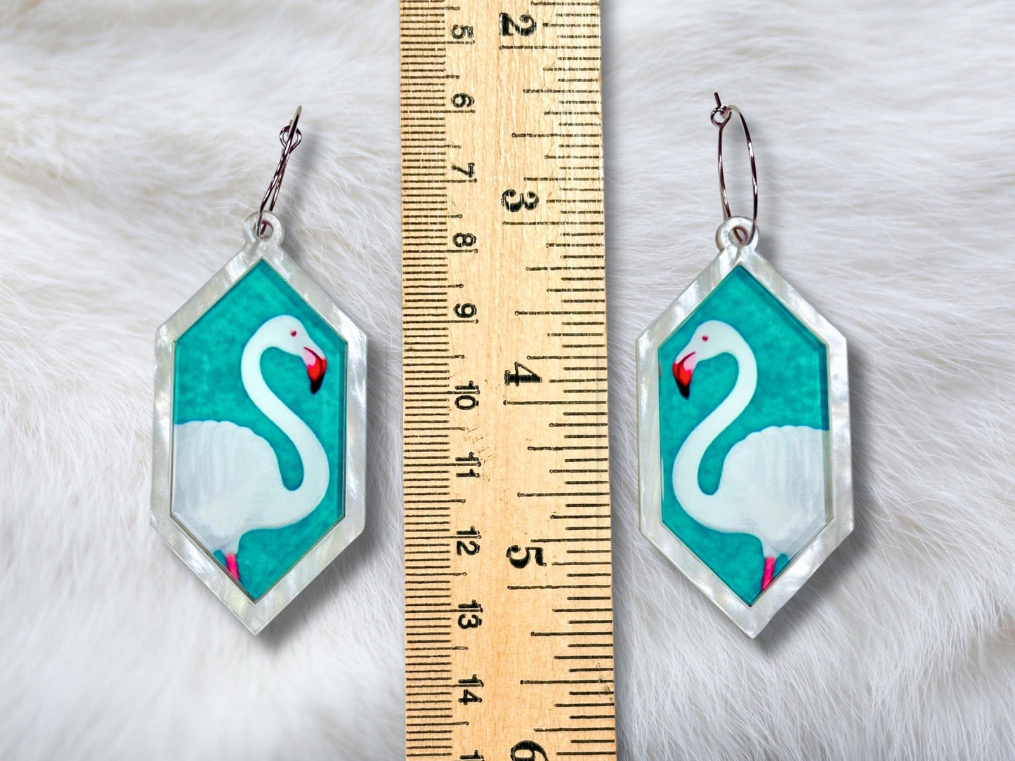 White Flamingo Statement Earrings - Painted Raina