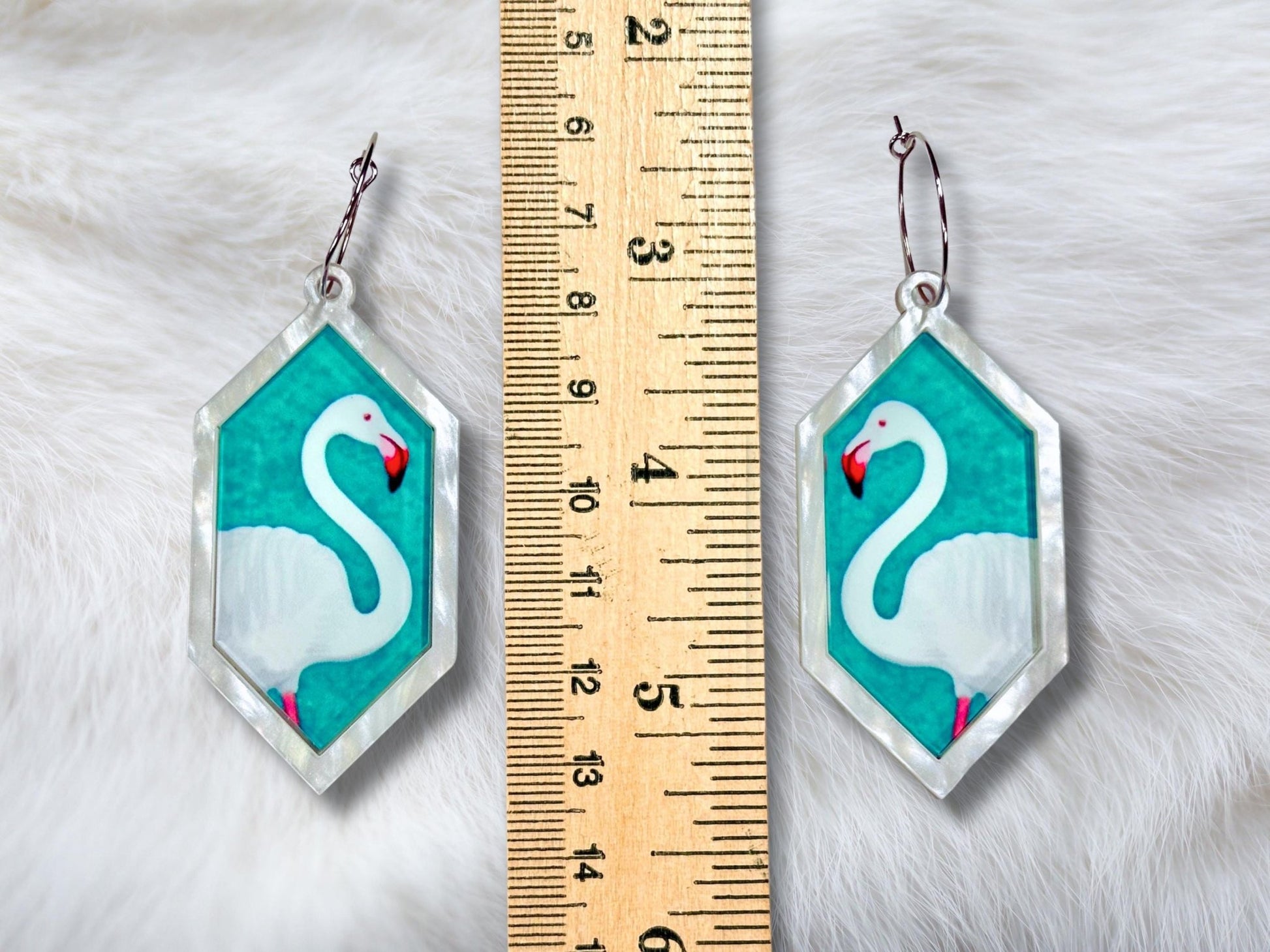 White Flamingo Statement Earrings - Painted Raina