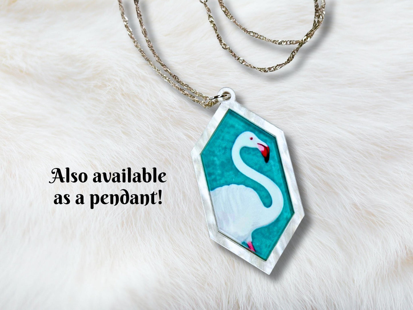 White Flamingo Statement Earrings - Painted Raina