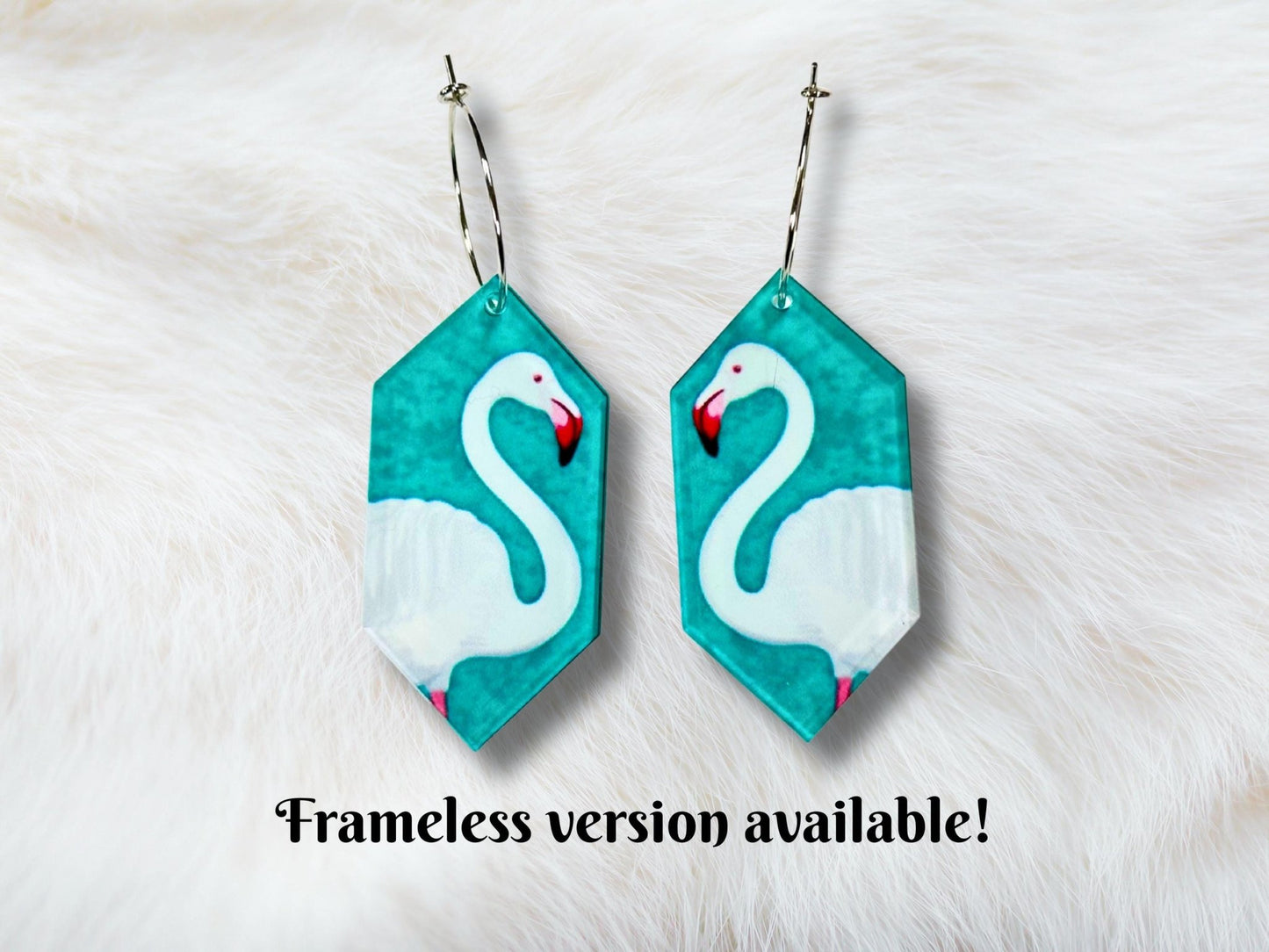 White Flamingo Statement Earrings - Painted Raina