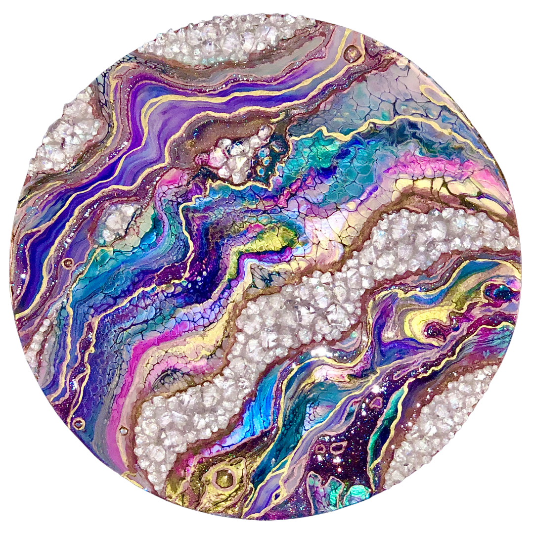 Love on the Rocks - Geode Acrylic & Resin Painting - Painted Raina