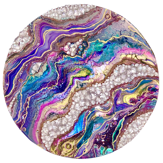 Love on the Rocks - Geode Acrylic & Resin Painting - Painted Raina
