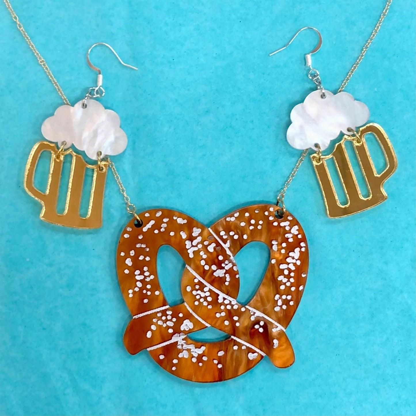 A Pretzel and 2 Beers, Danke! - Oktoberfest Jewelry Set - Driftless Enchantments