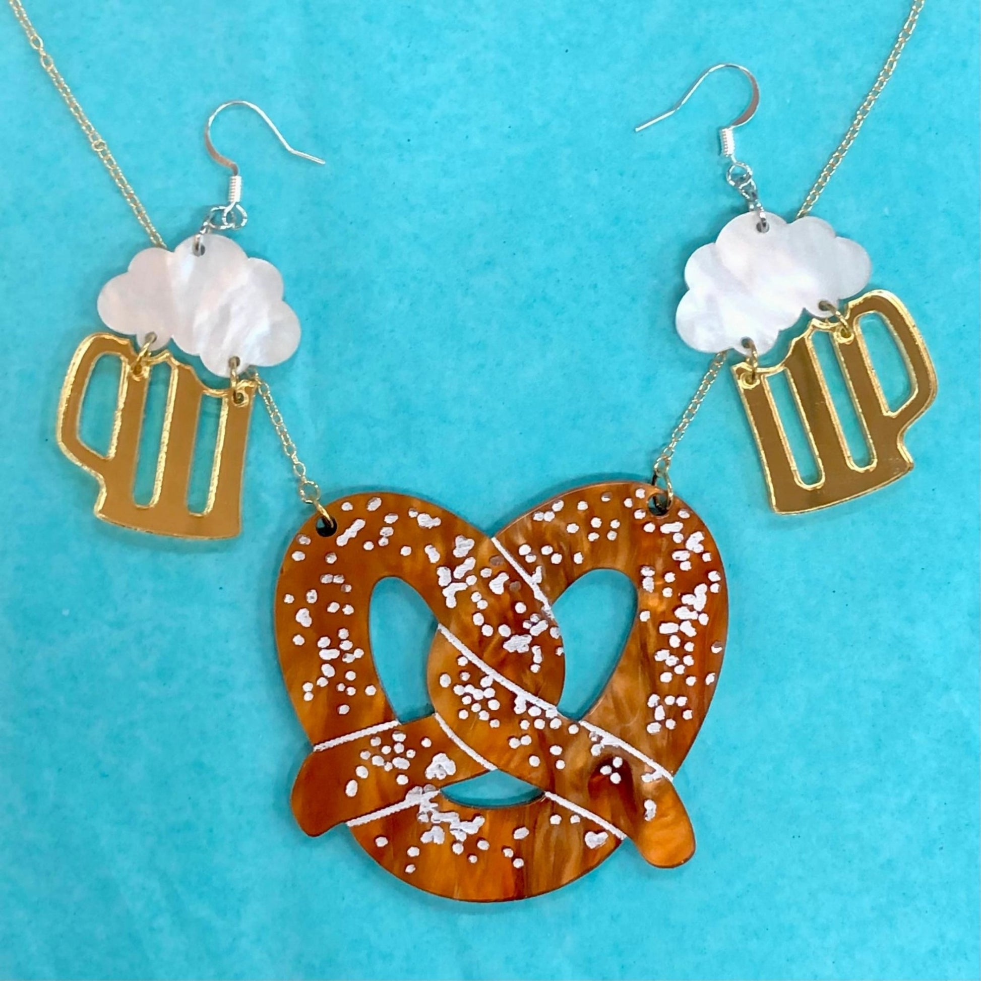 A Pretzel and 2 Beers, Danke! - Oktoberfest Jewelry Set - Driftless Enchantments