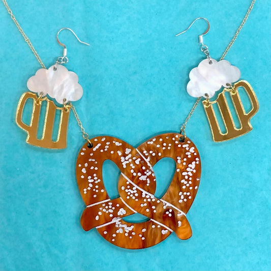A Pretzel and 2 Beers, Danke! - Oktoberfest Jewelry Set - Driftless Enchantments