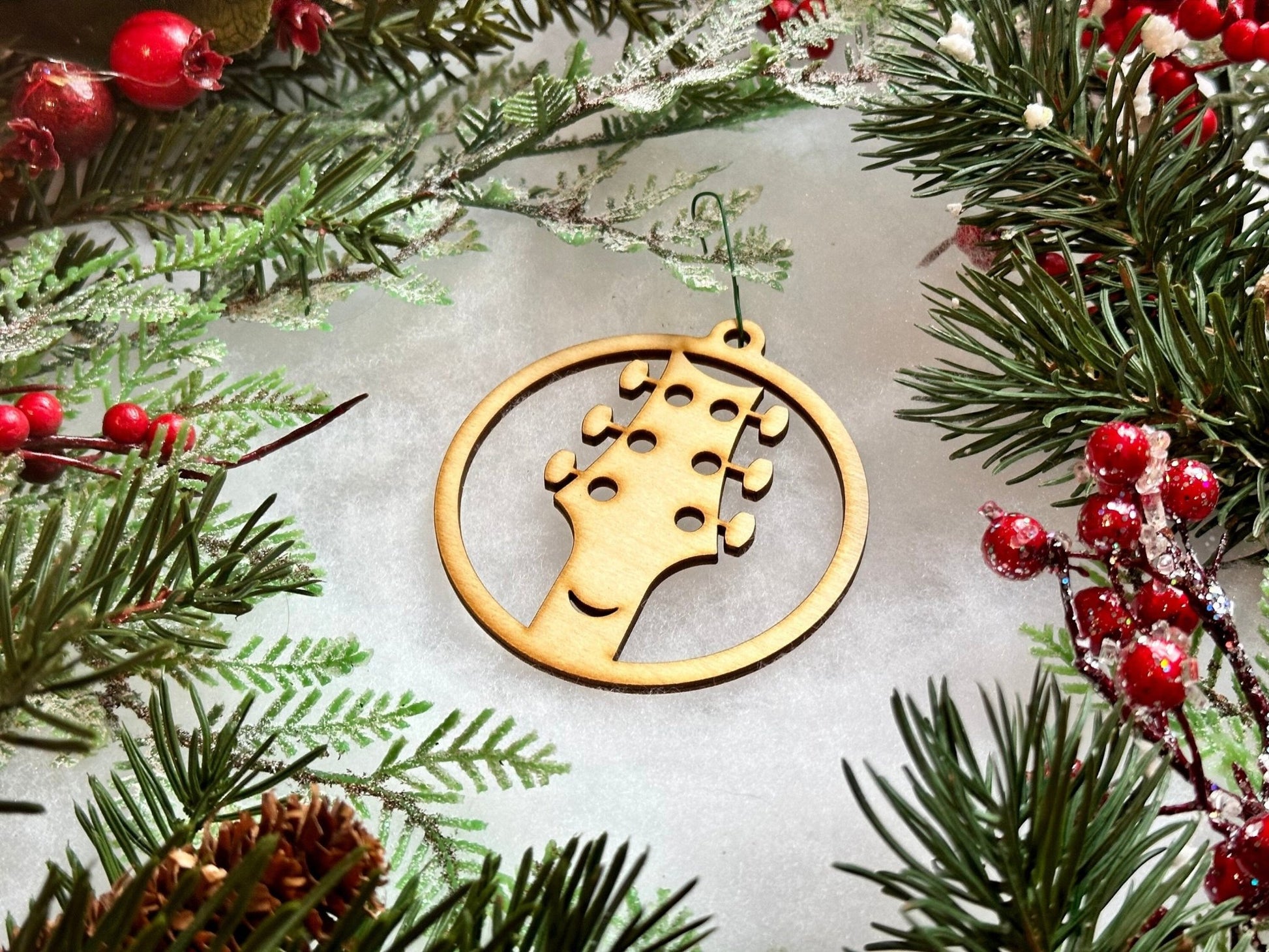 Custom Acoustic Guitar Headstock Ornament | Fusion Shape - Painted Raina