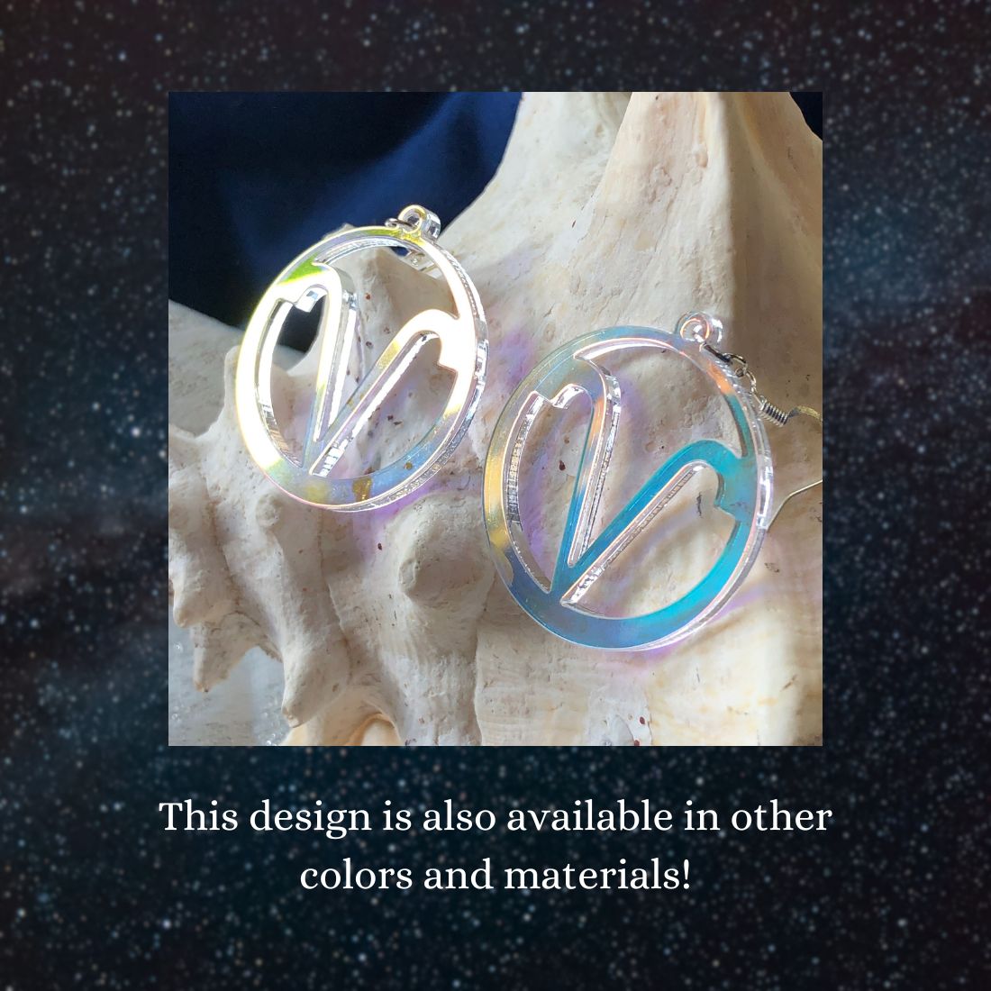 Aries Zodiac Sign Earrings - Black Rainbow Holographic - Driftless Enchantments