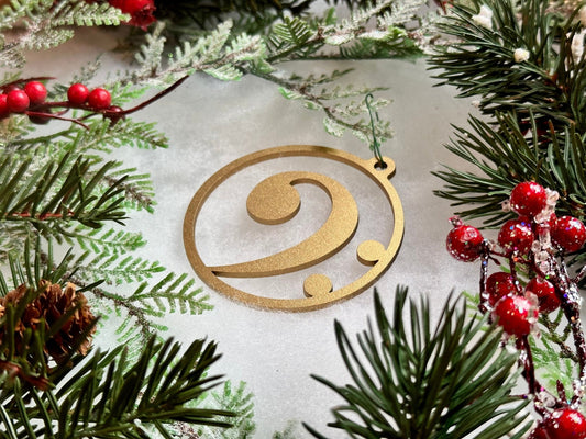 Custom Bass Clef Ornament - Painted Raina
