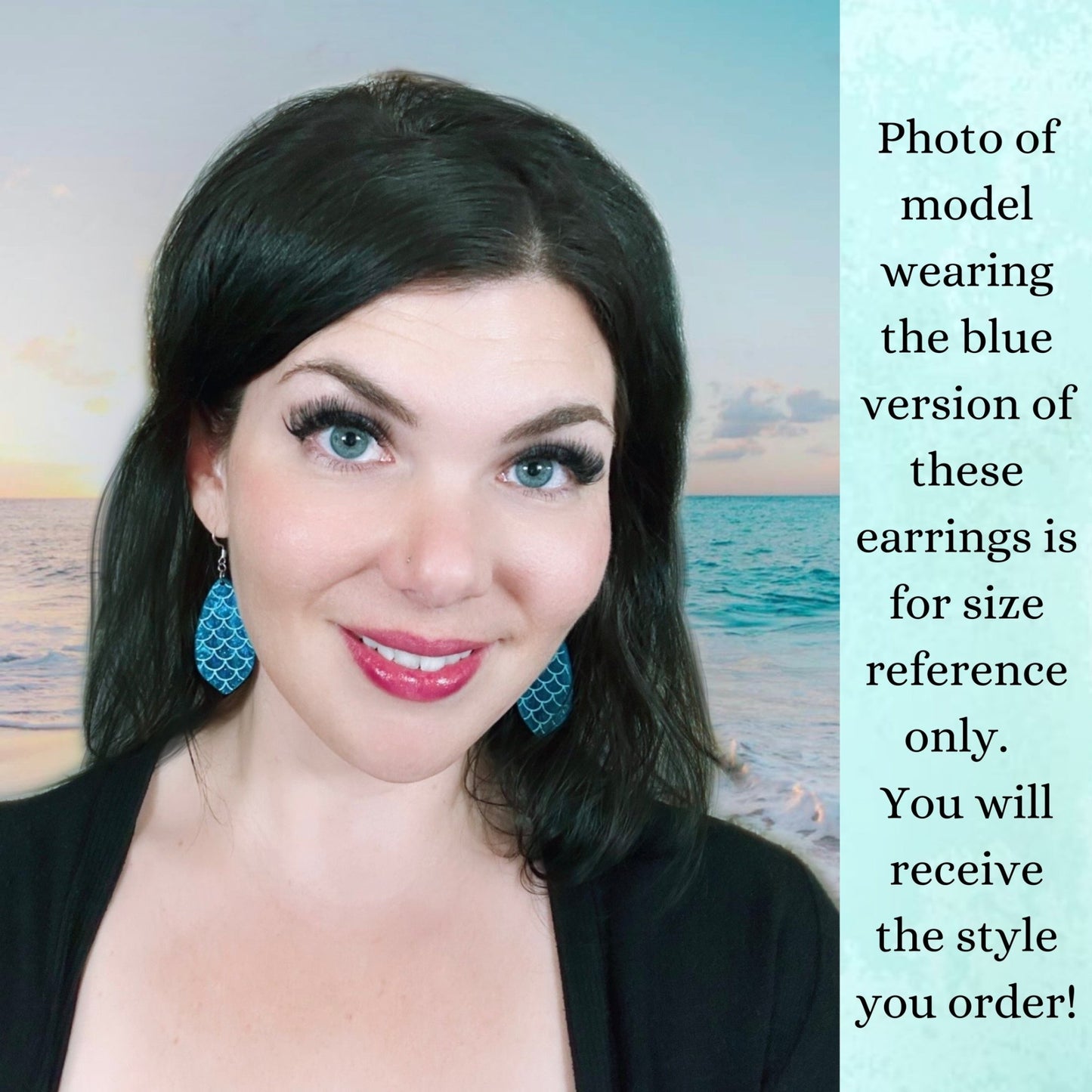 Black Rainbow Holographic Mermaid Scales Earrings - Driftless Enchantments