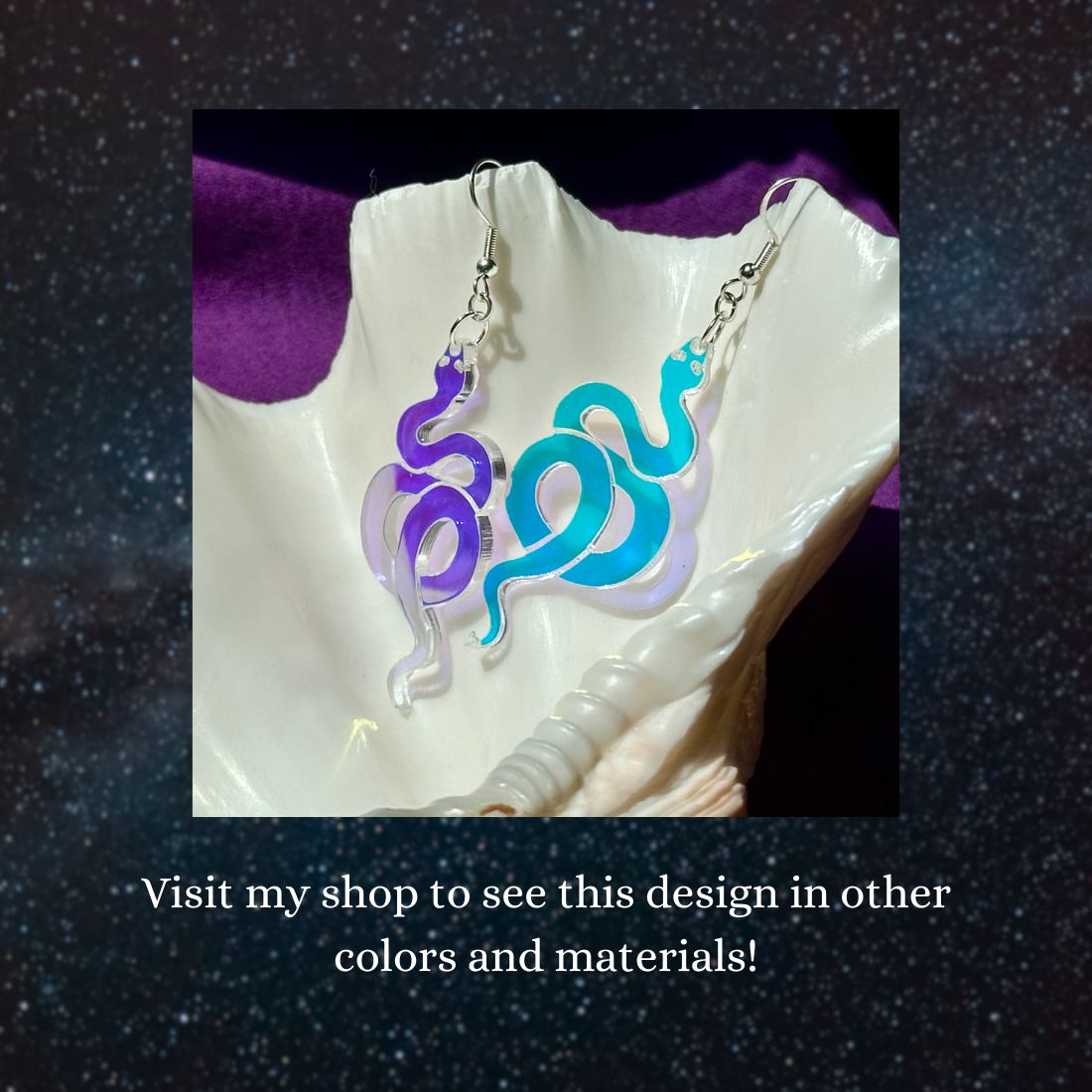 Black Rainbow Holographic Snake Earrings - Driftless Enchantments