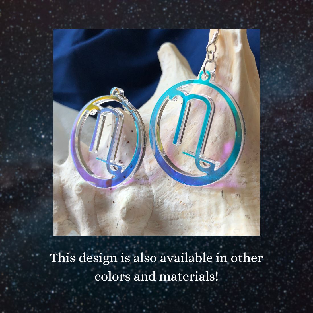 Capricorn Zodiac Sign Earrings - Black Rainbow Holographic - Driftless Enchantments